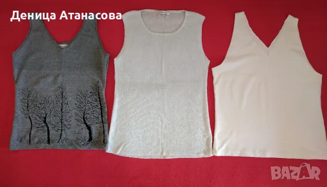 Блузки и потници, ризи с къс и дълъг ръкав, черно сатенено и дънкено бюстие размер М, снимка 7 - Потници - 41884937