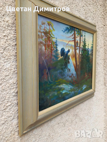 Стара авторска картина рисувана с маслени бои върху платно , снимка 2 - Картини - 44728509