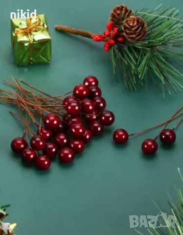 червени бордо черешки топки на тел стиропорени за торта декор стиропор топчета топка коледна украса, снимка 2 - Други - 47218582