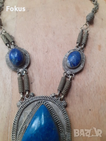 Стар етнографски дамски накит с лапис лазули за носия, снимка 3 - Антикварни и старинни предмети - 53270516