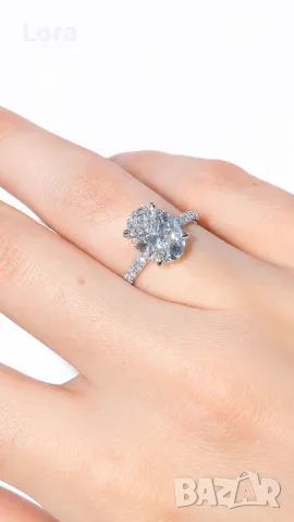 Пръстен с Диамант 3 ct Бяло Злато 14 kt и IGI Сертификат, снимка 2 - Пръстени - 55981598