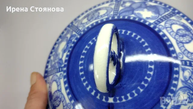 Стара, винтидж керамична кутия за бисквитки, произведена в периода между 1914 - 1920 г., снимка 4 - Антикварни и старинни предмети - 49337343