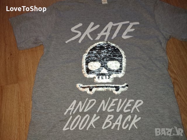 Skate 12 г. тениска с интерактивен мотив двулицеви пайети, снимка 2 - Детски тениски и потници - 38250005
