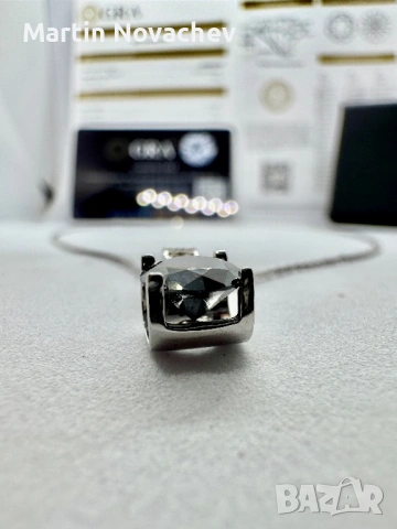 Сребърно колие с мойсанит (Диамант) 1 карат, снимка 8 - Колиета, медальони, синджири - 54090066