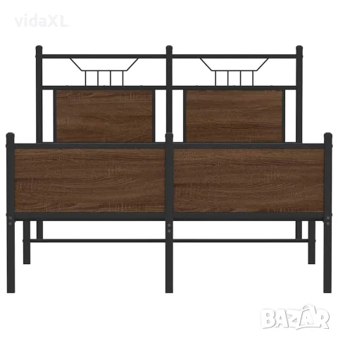 vidaXL Рамка за легло без матрак кафяв дъб 120x200 см инженерно дърво, снимка 6 - Спални и легла - 56147569