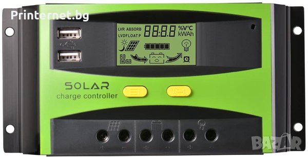 30A 12/24V Соларен заряден контролер Foxsur LCD, 2 X USB - ГАРАНЦИЯ! БЕЗПЛАТНА ДОСТАВКА! Фактура