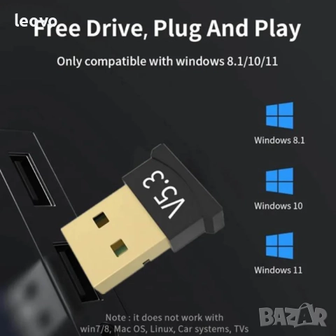 USB Bluetooth 5.3 адаптер. За компютър, лаптоп, снимка 7 - Мрежови адаптери - 51437091