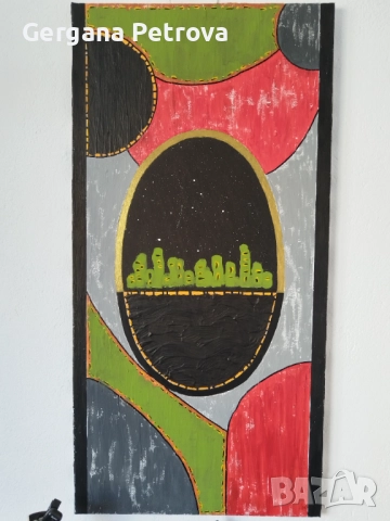 Картина абстрактна акрил текстура 50/100 см, снимка 3 - Картини - 52140738