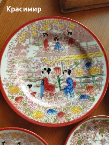 6 чинийки с гейши - леки забележки по декора, едната чукната на долния ръб , снимка 2 - Антикварни и старинни предмети - 47723727