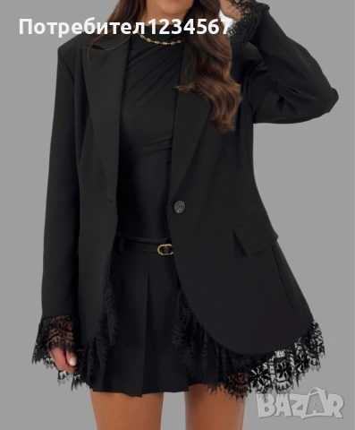 Нов дамски блейзър с дантелени ръкави, снимка 5 - Якета - 53022018