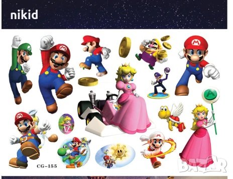  Супер Марио Super Mario Tattoo татос татуировка временна детска татоси татуси, снимка 2 - Детски - 29590056