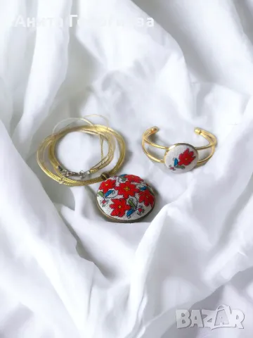 Ръчно бродирани бижута с български шевици, снимка 9 - Бижутерийни комплекти - 29090492