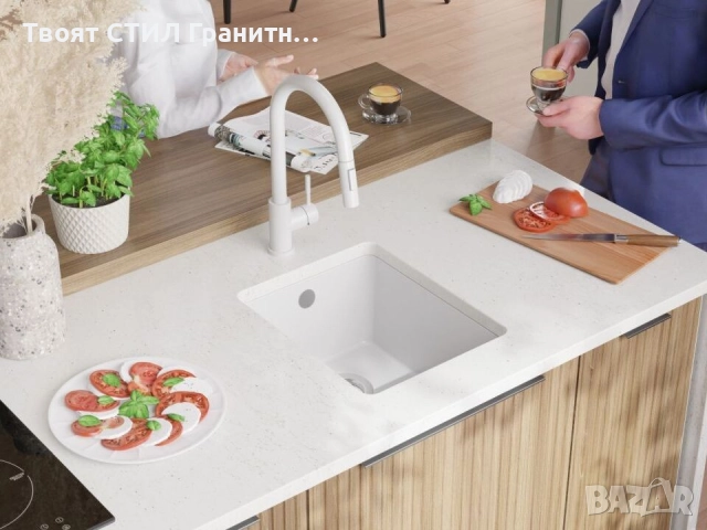 Бяла кухненска мивка за вграждане под плот Венеция 50 XL 460x440 мм, снимка 2 - Мивки - 51878584