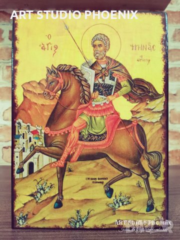 Икона на Свети Мина icona Sveti Mina, снимка 1 - Картини - 13016803