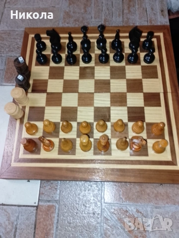 Шах табла 48/48 от соца с дървени фигури и пулове, снимка 9 - Къмпинг мебели - 51628607