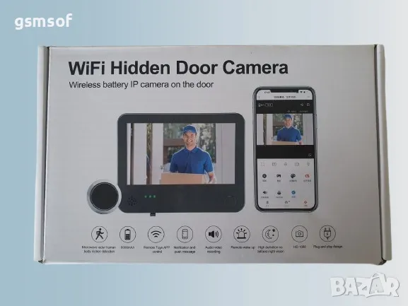  Камера шпионка за врата с вътрешен дисплей и WiFi управление Tuya, Smartlife, снимка 3 - IP камери - 48598200