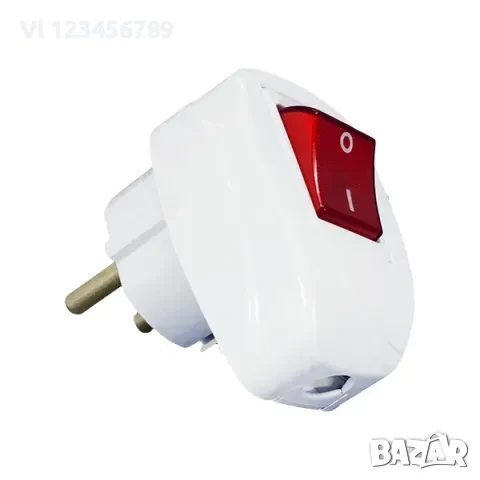 Разклонител без кабел с щепсел и ключ 1 контакт 250 V, 16 A, бял, IP 20, снимка 1