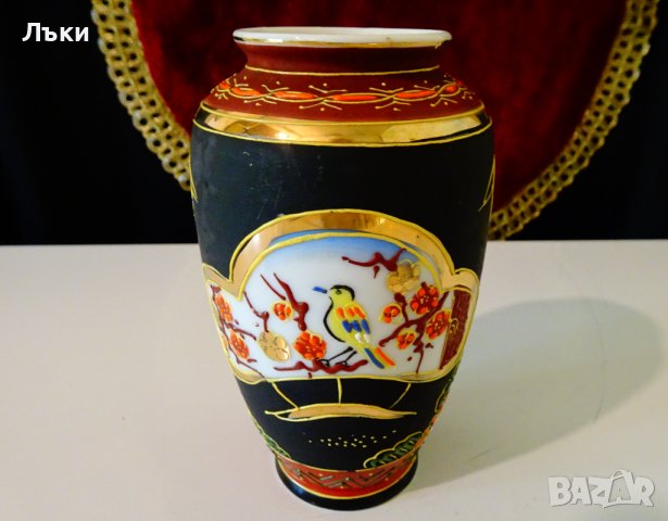 Японска ваза костен порцелан,злато,Satsuma. , снимка 3 - Вази - 37156453