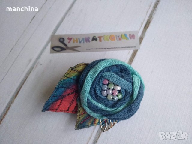 Текстилна брошка "Цвете", снимка 5 - Други - 34109641