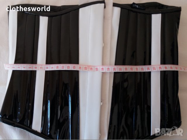 Лачен корсет под бюста в черно и бяло Busk с метални банели, снимка 13 - Корсети, бюстиета, топове - 35025136