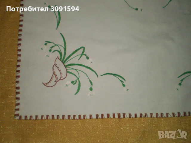 Ретро ръчно направена , ръчно бродирана покривка за маса , снимка 3 - Покривки за маси - 50428817