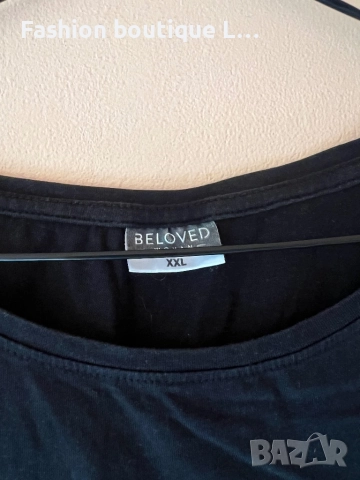 Черна памучна тениска L / XL размер с щампа с цветя и надпис bloom with kindness 🖤🖤🖤🖤, снимка 3 - Тениски - 52001422