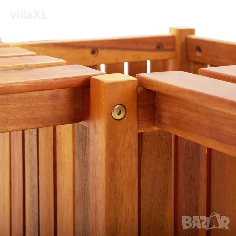 vidaXL Градинска ъглова пейка с плантер, 117x117x40 cм, акация масив, снимка 8 - Градински мебели, декорация  - 56147639