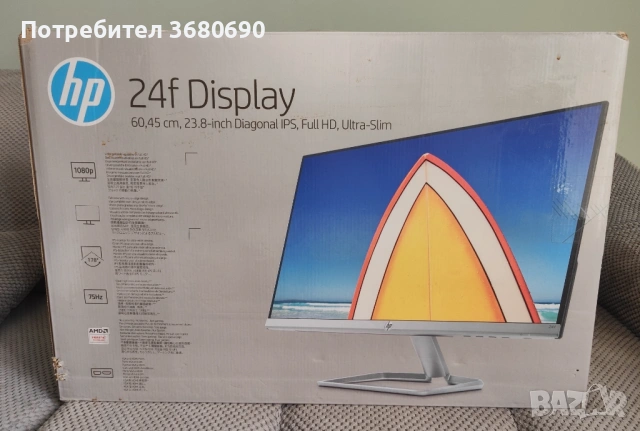Монитор 23.8" HP 24f, Full HD, IPS, Ultra slim, снимка 2 - Монитори - 54253769