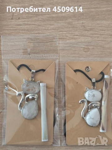 Колие с фигура на котка от естествени камъни , снимка 6 - Колиета, медальони, синджири - 52558396