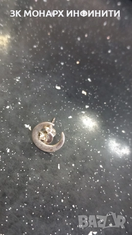 сребърна обеца / без винт, снимка 4 - Обеци - 52854846