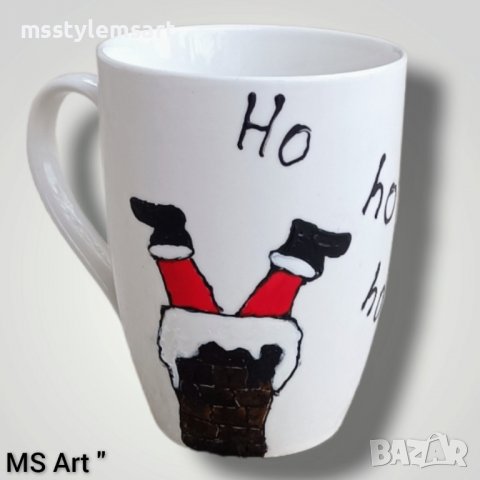 Ръчно рисувани Коледни чаши ", снимка 2 - Чаши - 38316372