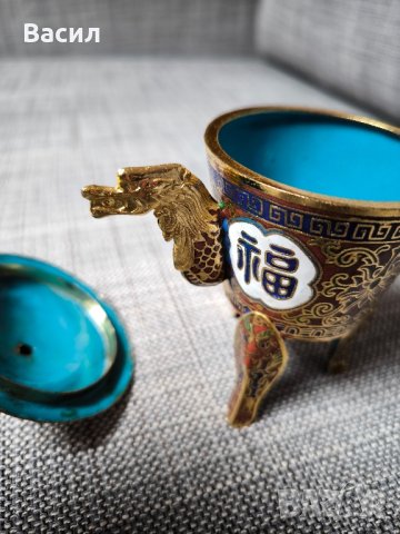 емайл и бронз  китйска чаша за чай , снимка 4 - Чаши - 44489008