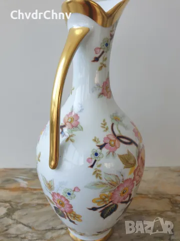 Royal KPM 23см/Бавария немска порцеланова ваза с дръжка-кана/флорална, снимка 4 - Вази - 48983298