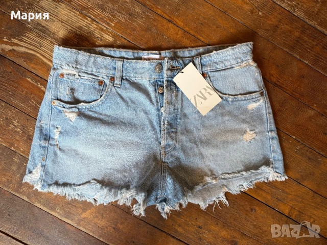 Нови къси дънкови панталонки ZARA с етикет, снимка 1