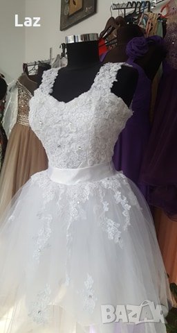 къса бална официална сватбена рокля в цвят и размер по заявка, снимка 1 - Сватбени рокли - 30563103