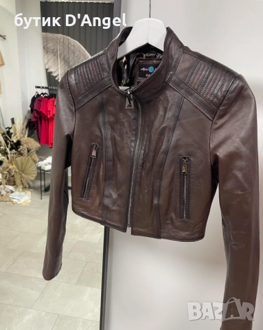 Яке естествена кожа в тъмно кафяв цвят, снимка 4 - Якета - 51858300