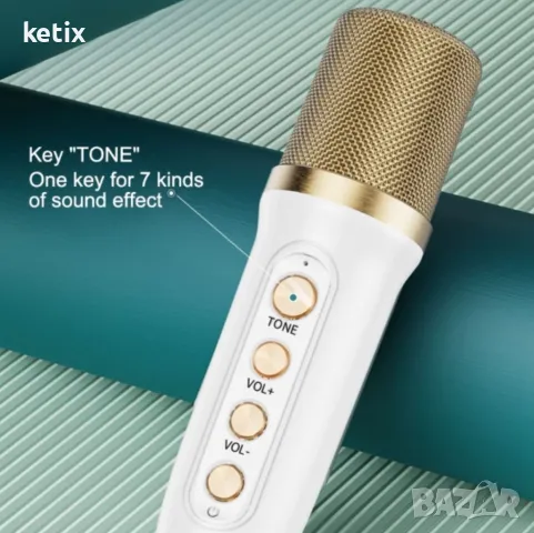 Bluetooth преносим високоговорител,караоке микрофон, снимка 2 - Караоке - 48486515