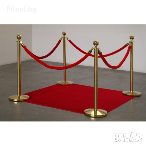Комплект два златисти ограничителни пилона с червено въже, снимка 11 - Друго търговско оборудване - 52811068