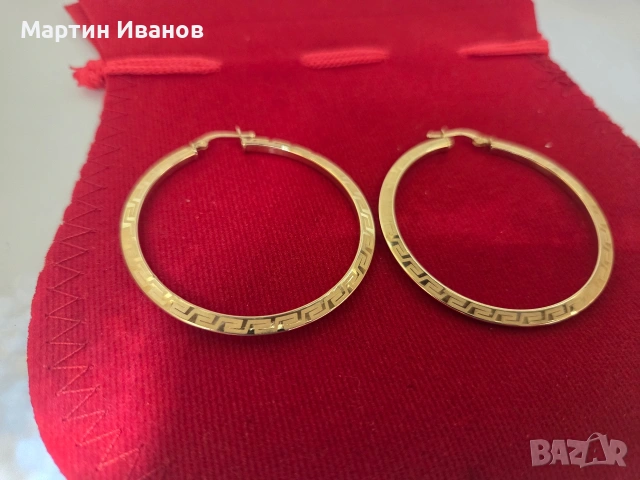 Златни обеци халки с мотив, снимка 4 - Обеци - 54155173