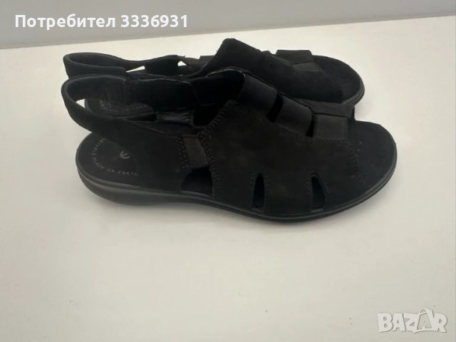 Черни сандали от естествен велур Ecco Comfort Foam Arch Support, снимка 4 - Сандали - 50849425
