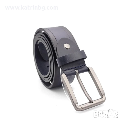 Мъжки комплект – тъмносин колан и портфейл от естествена кожа, снимка 3 - Подаръци за мъже - 51641704