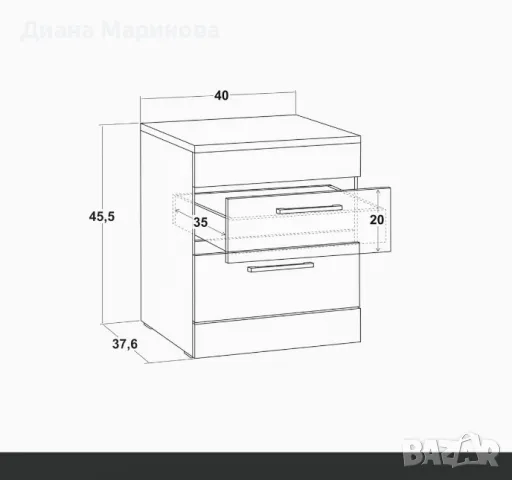 Продавам два броя нощни шкафчета, нови., снимка 2 - Шкафове - 50265229