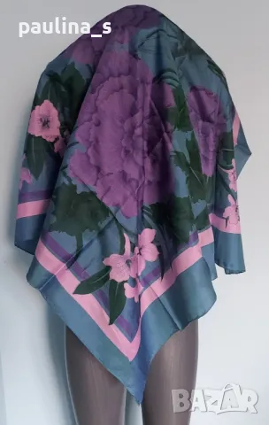 Пет броя / Винтидж шал / Перфектният подарък / Разкошен копринен шал във флорален принт , снимка 5 - Шалове - 48315689