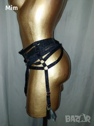 Черен колан с 4 метални жартиери за чорапи , снимка 6 - Бельо - 51381624