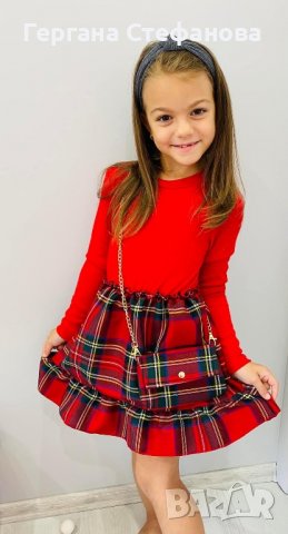 Рокля Каре с чанта  Червено-2г.4г.8г.10г.12г. Черно-2г.4г.6г.8г.10г.12г. Цена -42 лв, снимка 2 - Детски рокли и поли - 38675766
