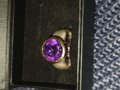 Дамски сребърен пръстен с аметист , снимка 1 - Пръстени - 39475790