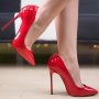 Обувки на ток - червен лак с червен ток - 60, снимка 2