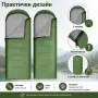 Туристически спален чувал 2 в 1 с качулка, 210 × 75 см, зелен, снимка 4