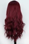 Бургундово червено дълга лейс фронт перука на вълни, снимка 4