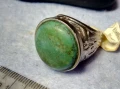 КРАСИВО ОРНАМЕНТИРАН ПОСРЕБРЕН БРОНЗОВ ПРЪСТЕН с НАТУРАЛЕН ТЮРКОАЗ 48882, снимка 1